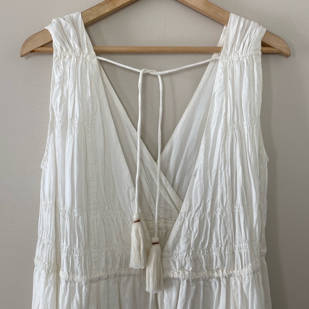 Free People Lulu Embroidered‎ Midi Dress Drawstring Waist Endless Summer Size XS - Picture 12 of 16